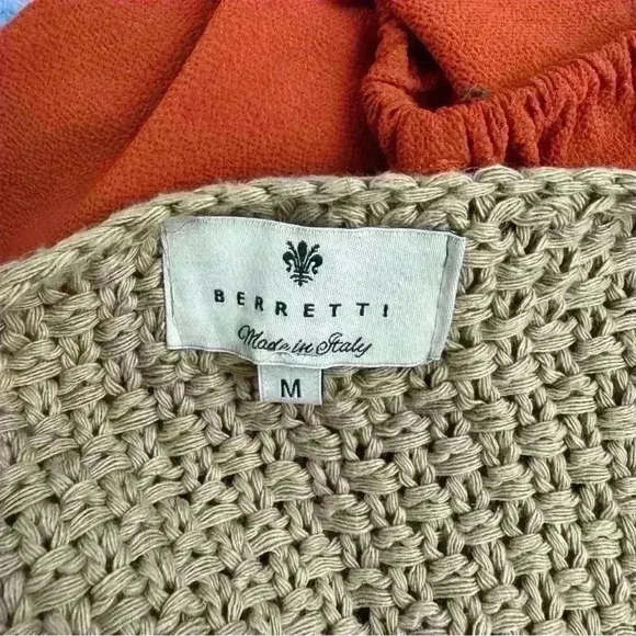 Berretti Made In Italy Beige Knitted Crossover Cardigan Sweater Women's Medium - Picture 3 of 6